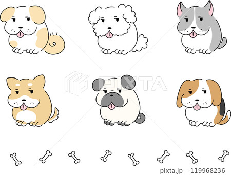 かわいい子犬のイラストセット かわいい子犬のイラストセット 119968236