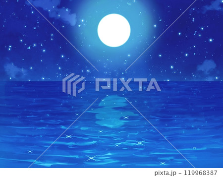 星が煌めく夜の海　水面 119968387