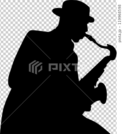 Jazz man playing the saxophone 119968598