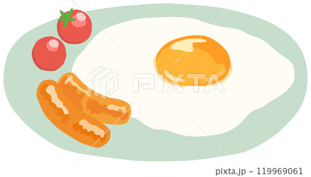 お皿にのった目玉焼のイラスト ベクター素材 お皿にのった目玉焼のイラスト ベクター素材 119969061