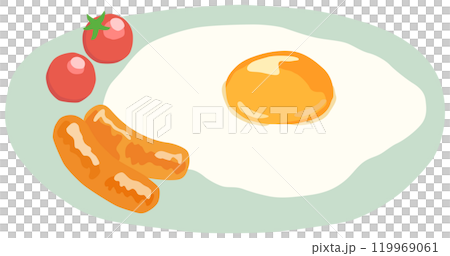 Fried egg on a plate vector illustration 119969061