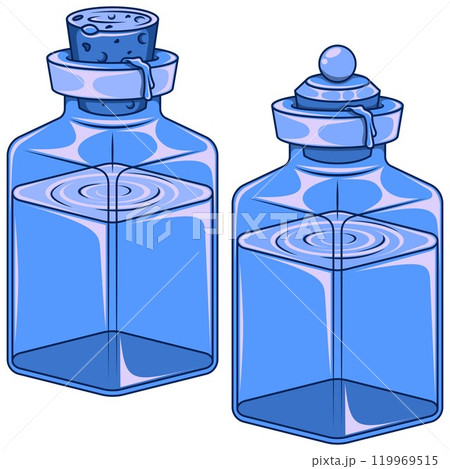 Glass bottle with mineral water corked Glass bottle with mineral water corked 119969515