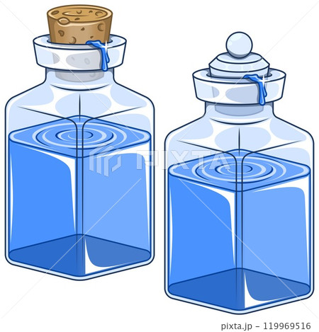 Glass bottle with mineral water corked 119969516