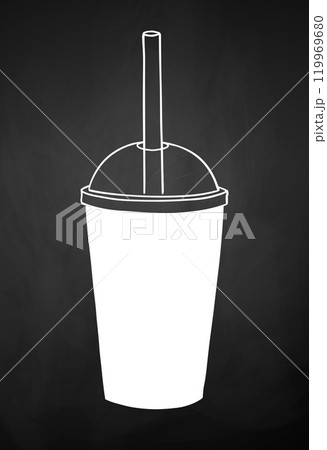 Chalk illustration of disposable coffee cup 119969680