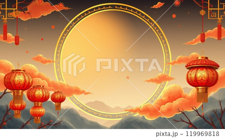 Luxury chinese background. chinese wallpaper pattern  design of elegant cloud on red background 119969818