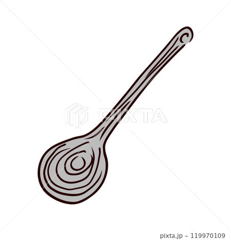 Metal spoon in top view in flat design. Tablespoon for coffee or tea drinks. Vector illustration isolated. Metal spoon in top view in flat design. Tablespoon for coffee or tea drinks. Vector illustration isolated. 119970109