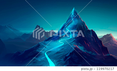 Mountain Peak Glowing Path Line Ascending Summit Climb Adventure Trail Cartoon Illustration Elevated Landscape Illuminated Pathway Rocky Terrain High Altitude Scenic View Majestic Mountain Peak Glowing Path Line Ascending Summit Climb Adventure Trail Cartoon Illustration Elevated Landscape Illuminated Pathway Rocky Terrain High Altitude Scenic View Majestic 119970217