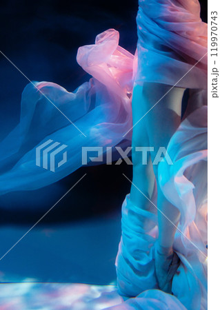 Ballerina's legs underwater, ballet dancer. Under water.  119970743