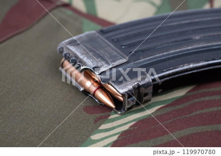 kalashnikov ammunition magazine with cartridges kalashnikov ammunition magazine with cartridges 119970780