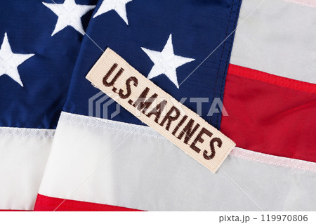 US MARINES Branch Tape on national USA flag US MARINES Branch Tape on national USA flag 119970806