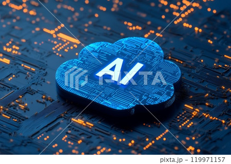 Cloud icon integrated with a AI. 119971157
