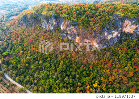 Abundance autumn tropical forest and limestone mountain in countryside Abundance autumn tropical forest and limestone mountain in countryside 119971537