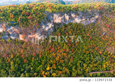 Abundance autumn tropical forest and limestone mountain in countryside Abundance autumn tropical forest and limestone mountain in countryside 119971538