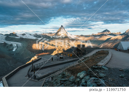 View of Matterhorn mountain over Gornergrat bahn at Zermatt, Switzerland 119971750