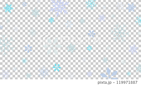 水色の雪の結晶のベクター白背景イラスト素材【横長】 119971887