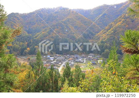 前沢展望台からの前沢曲家集落 福島県南会津郡南会津町 前沢展望台からの前沢曲家集落 福島県南会津郡南会津町 119972250