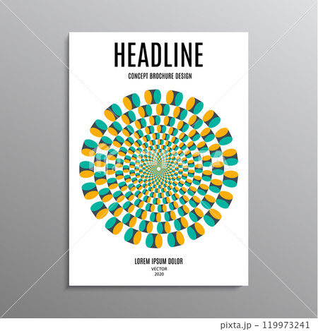 business brochure, template or layout design flyer in A4 size with illusory logo on background. vector illustration business brochure, template or layout design flyer in A4 size with illusory logo on background. vector illustration 119973241