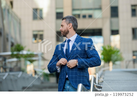 Business success of businessman. Businessman in formal suit. Rich man in suit. Financial district. Business success man outdoor. Businessman after business successful meeting city. Defense attorney Business success of businessman. Businessman in formal suit. Rich man in suit. Financial district. Business success man outdoor. Businessman after business successful meeting city. Defense attorney 119973252