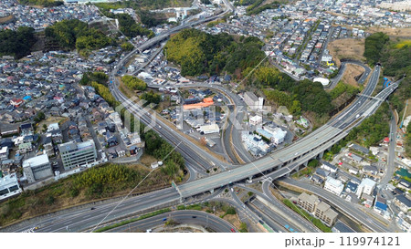 鹿児島市への玄関口、鹿児島IC付近の空撮 鹿児島市への玄関口、鹿児島IC付近の空撮 119974121