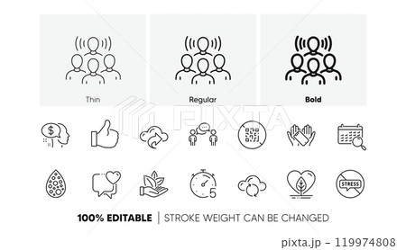 Pay, Cloud share and Cloud sync line icons. Pack of Local grown, Consulting business, Heart icon. Stop stress, Timer, Like pictogram. Artificial colors, Organic product, Smartphone holding. Vector 119974808