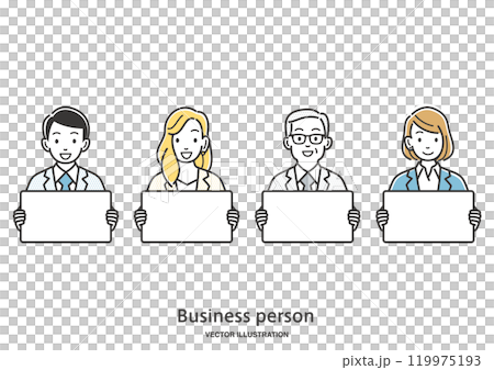 Image illustration material of a male and female business person with a flip 119975193