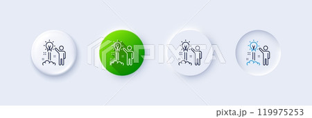 Creative idea line icon. Neumorphic, Green gradient, 3d pin buttons. Human launch startup sign. Inspiration symbol. Line icons. Neumorphic buttons with outline signs. Vector 119975253
