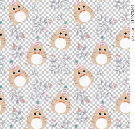 Cute brown cat seamless pattern Vector illustration Cute brown cat seamless pattern Vector illustration 119975861