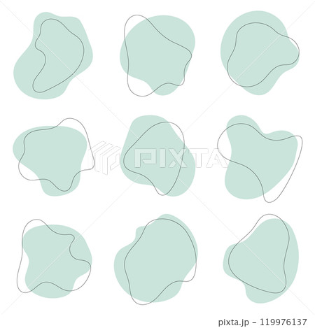 A collection of abstract green spots, made in a light style with smooth, unobtrusive lines. Suitable for ecological and natural themes. 119976137