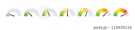 transitioning from empty to full, indicating growth, Gauges display levels of progress. Vector set 119976138