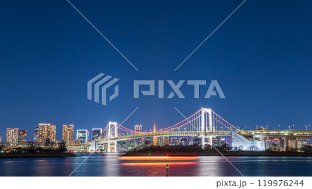 「東京都」お台場から望む東京都市景観 夜景 「東京都」お台場から望む東京都市景観 夜景 119976244