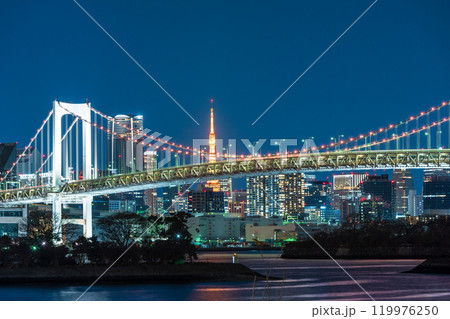 「東京都」お台場から望む東京都市景観　夜景 119976250