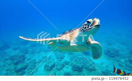 Sea Turtle Swimming in the Ocean Sea Turtle Swimming in the Ocean 119976452