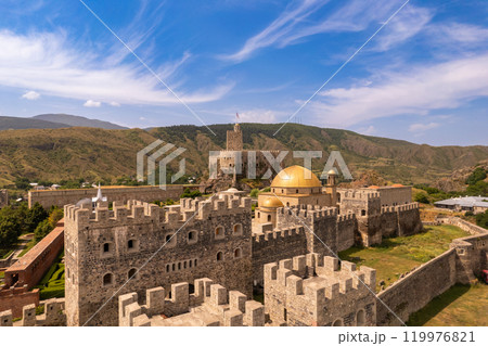 Aerial view of The Rabati Castle is a medieval castle complex in Akhaltsikhe, Georgia. 119976821