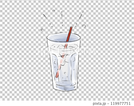 帶有吸管和內容物的玻璃杯 帶有吸管和內容物的玻璃杯 119977751