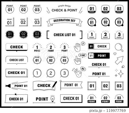 ポイントとチェックのテンプレートセット 数字 バリエーション あしらい ベクター イラスト 飾り ポイントとチェックのテンプレートセット 数字 バリエーション あしらい ベクター イラスト 飾り 119977769