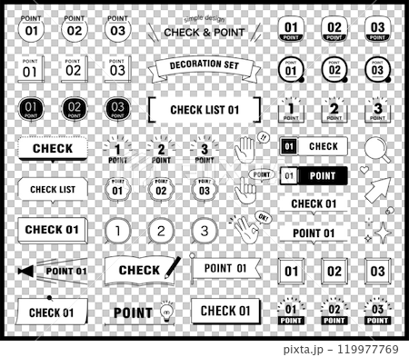 ポイントとチェックのテンプレートセット 数字 バリエーション あしらい ベクター イラスト 飾り ポイントとチェックのテンプレートセット 数字 バリエーション あしらい ベクター イラスト 飾り 119977769