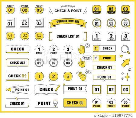 ポイントとチェックのテンプレートセット 数字 バリエーション あしらい ベクター イラスト 飾り ポイントとチェックのテンプレートセット 数字 バリエーション あしらい ベクター イラスト 飾り 119977770