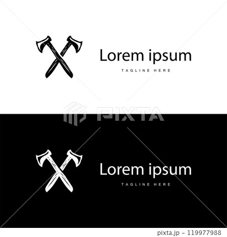 Woodcutting Tool Ax Logo, Woodcutter Vector Simple Design Symbol Template 119977988
