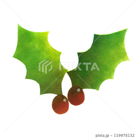 ステンシルで描いたクリスマスの葉二枚 119978132