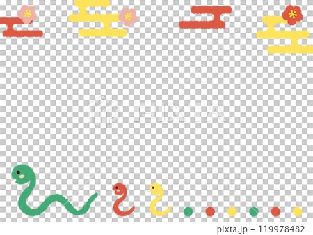 Three cute snakes A3 size horizontal frame_Colorful 119978482