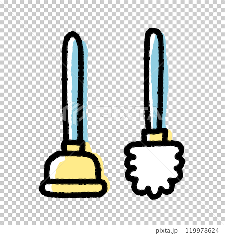 シンプルな掃除道具のアイコン 119978624