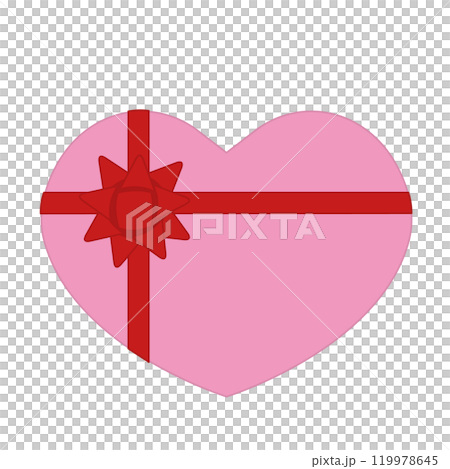 Heart-shaped present with red ribbon Heart-shaped present with red ribbon 119978645