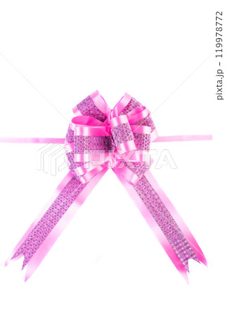 pink bow for decorations, holidays, gifts isolated on white background pink bow for decorations, holidays, gifts isolated on white background 119978772