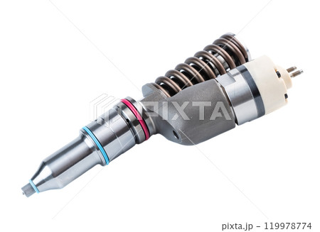 New fuel injector on white background close up New fuel injector on white background close up 119978774