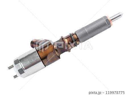 New fuel injector on white background close up 119978775