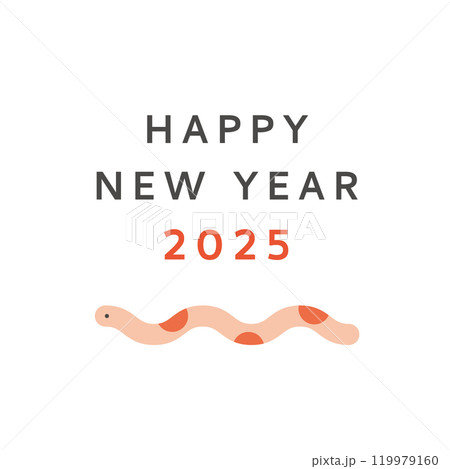 2025年年賀状の赤色のヘビのイラスト素材パーツ 119979160