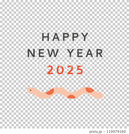 2025年年賀状の赤色のヘビのイラスト素材パーツ 119979160