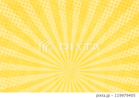 水彩風水玉入り集中線・黄 119979405