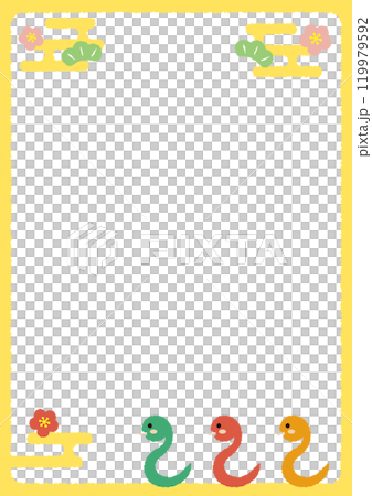 Three cute snakes A3 size vertical frame_yellow 119979592