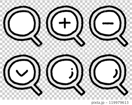 Hand drawn simple magnifying glass icon set Hand drawn simple magnifying glass icon set 119979613
